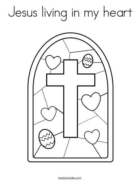 Stained Glass with Cross Coloring Page