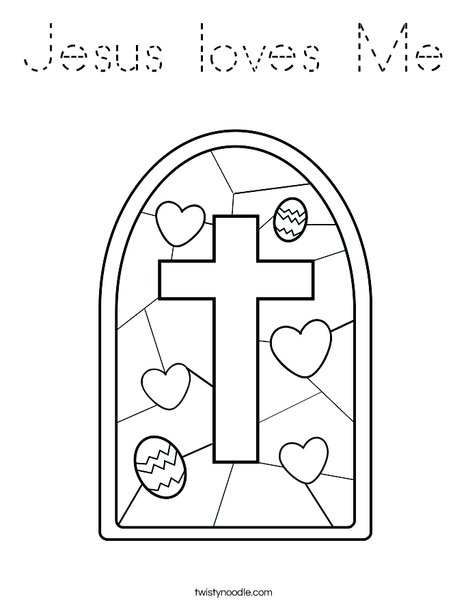 Stained Glass with Cross Coloring Page