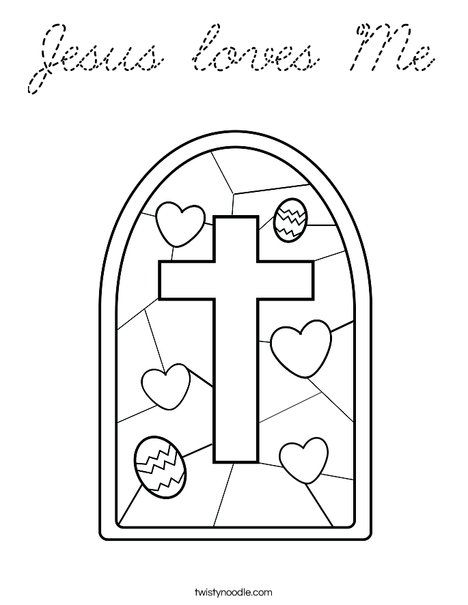 Stained Glass with Cross Coloring Page