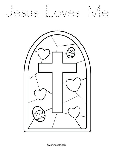 Stained Glass with Cross Coloring Page