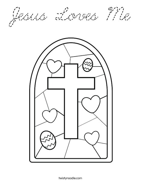 Stained Glass with Cross Coloring Page