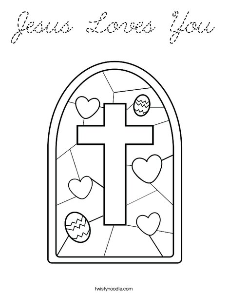 Stained Glass with Cross Coloring Page
