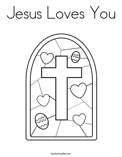 Stained Glass with Cross Coloring Page