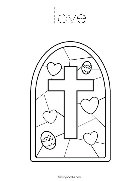Stained Glass with Cross Coloring Page