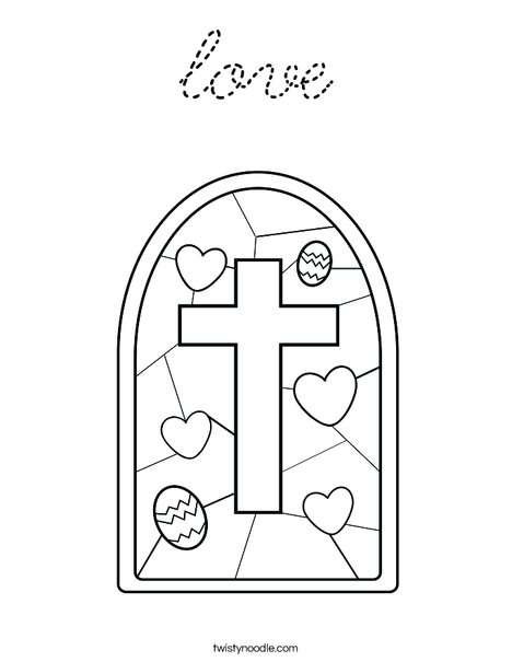 Stained Glass with Cross Coloring Page