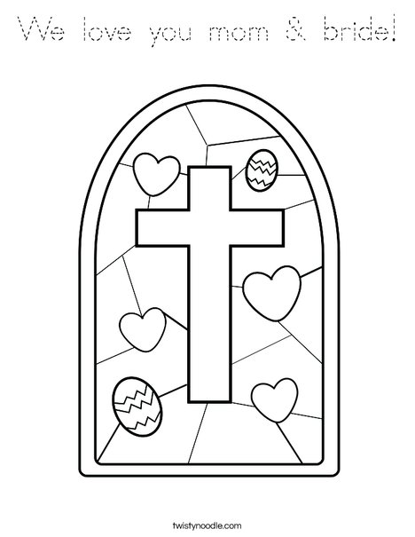 Stained Glass with Cross Coloring Page
