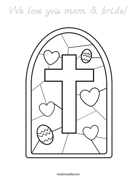 Stained Glass with Cross Coloring Page