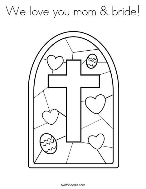Stained Glass with Cross Coloring Page