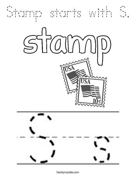 Stamp starts with S. Coloring Page