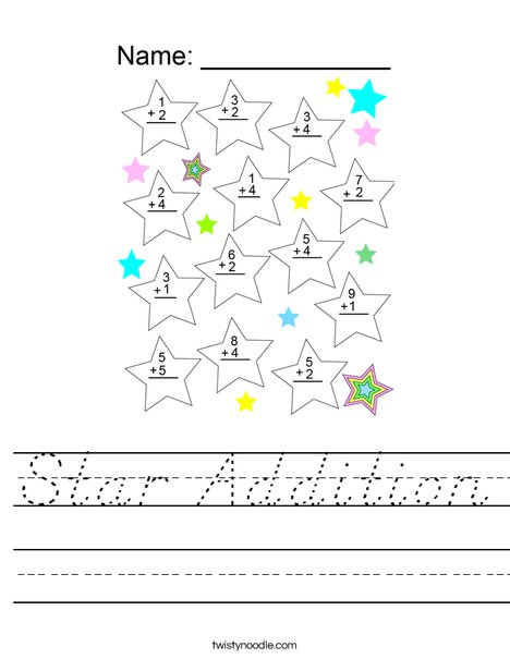 Star Addition Worksheet