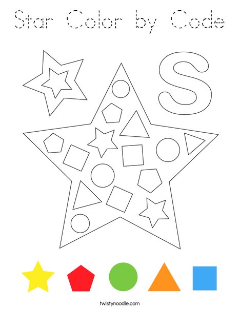 Star Color by Code Coloring Page