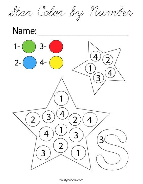 Star Color by Number Coloring Page