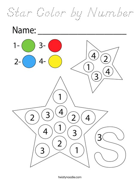 Star Color by Number Coloring Page