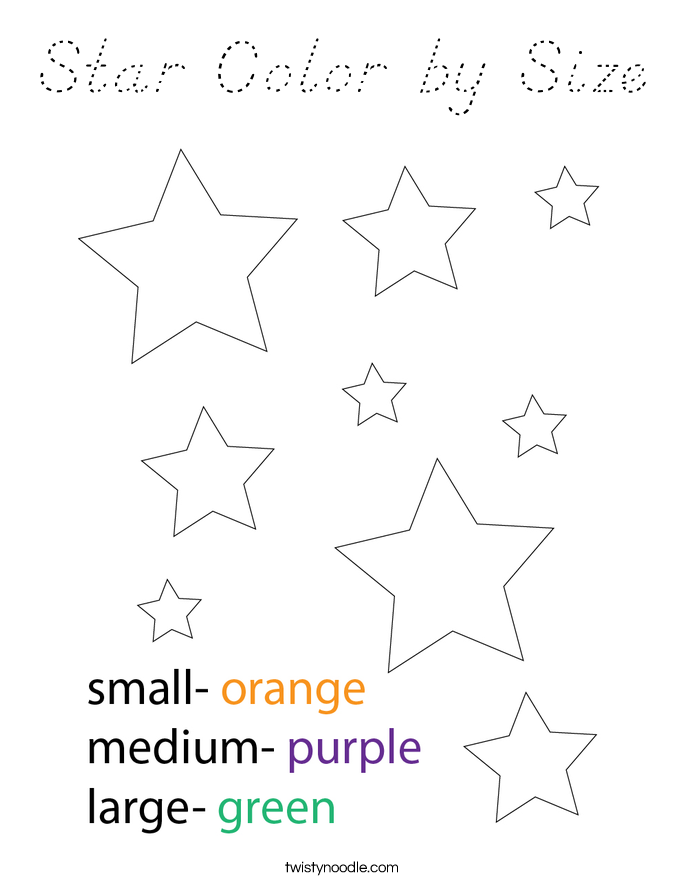 Star Color by Size Coloring Page