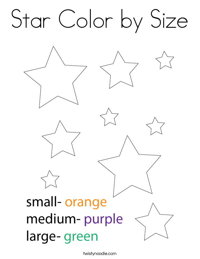 Star Color by Size Coloring Page