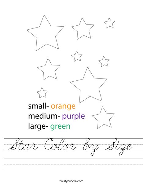 Star Color by Size Worksheet