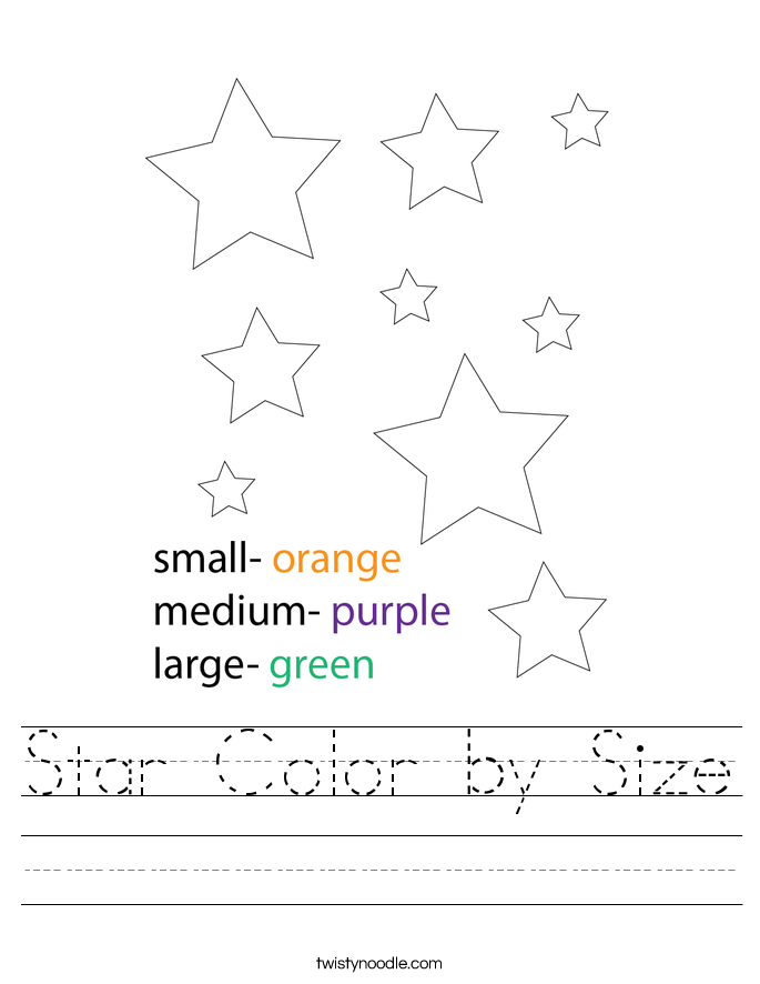 Star Color by Size Worksheet