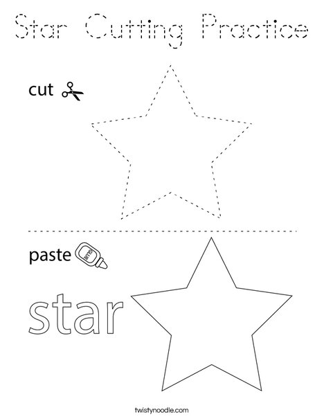 Star Cutting Practice Coloring Page