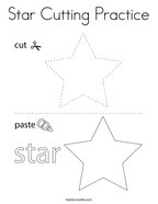 Star Cutting Practice Coloring Page