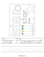 Star Placemat Handwriting Sheet