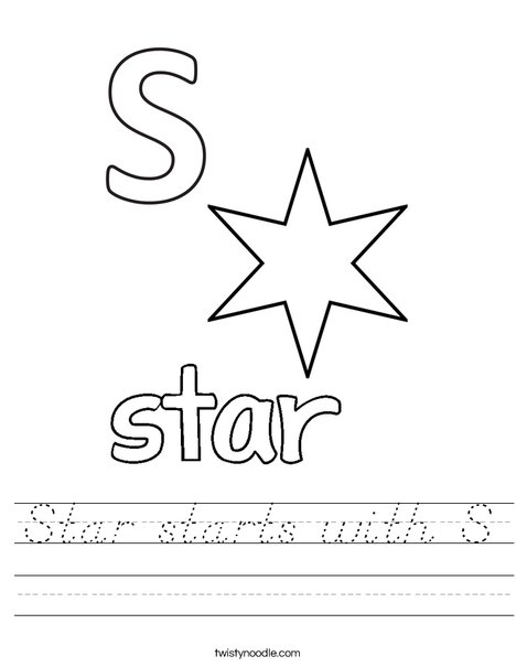 Star starts with S Worksheet - D'Nealian - Twisty Noodle