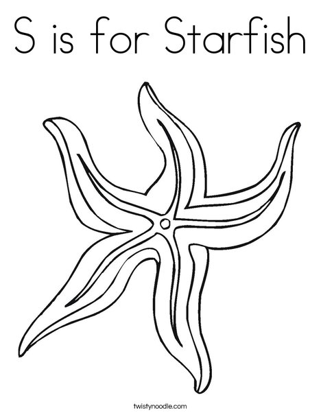 S is for Starfish Coloring Page - Twisty Noodle