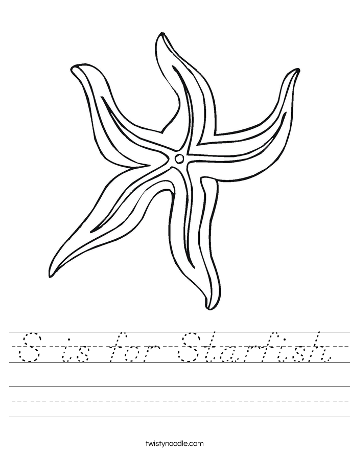 S is for Starfish Worksheet