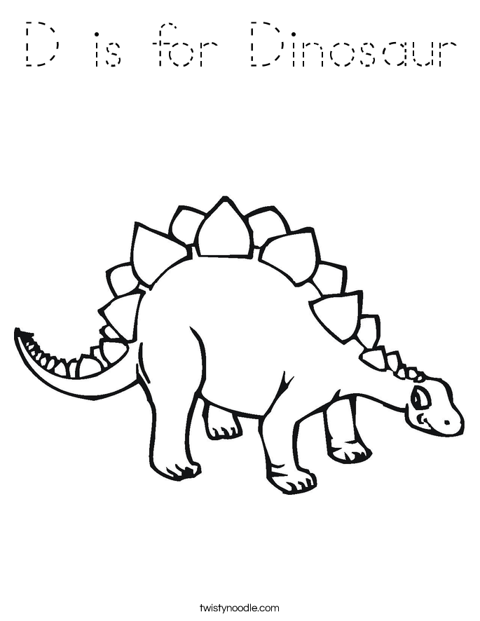 D is for Dinosaur Coloring Page - Tracing - Twisty Noodle