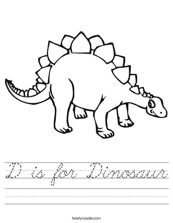 D is for Dinosaur Worksheet