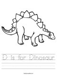 D is for Dinosaur Worksheet