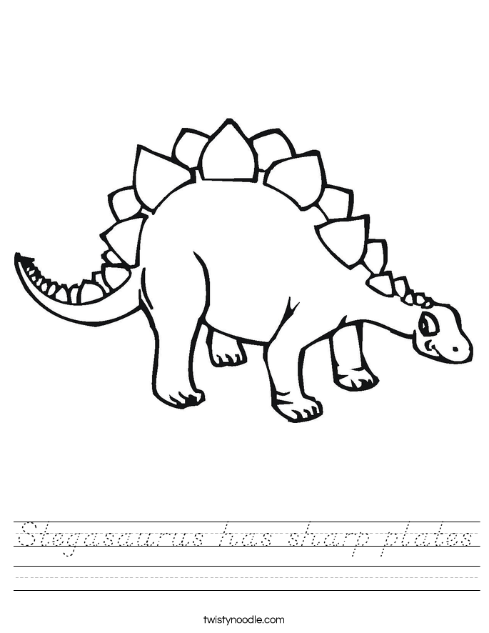 Stegasaurus has sharp plates Worksheet