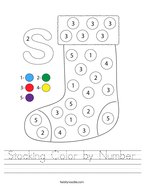 Stocking Color by Number Handwriting Sheet