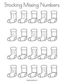 Stocking Missing Numbers Coloring Page