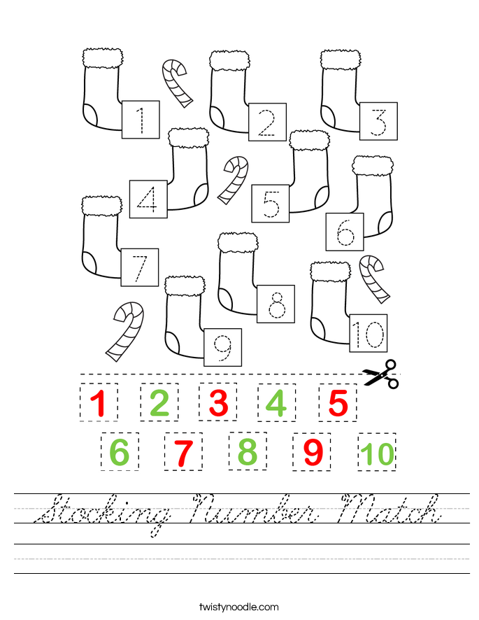 Stocking Number Match Worksheet