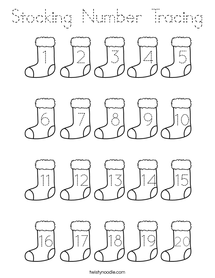 Stocking Number Tracing Coloring Page