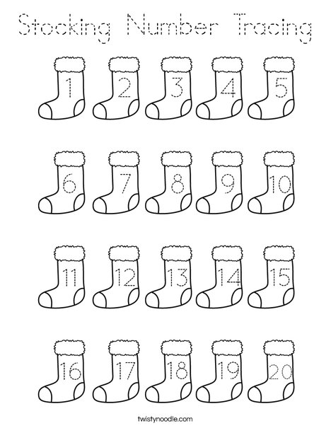 Stocking Number Tracing Coloring Page