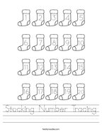 Stocking Number Tracing Handwriting Sheet