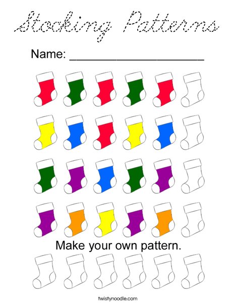 Stocking Patterns! Coloring Page