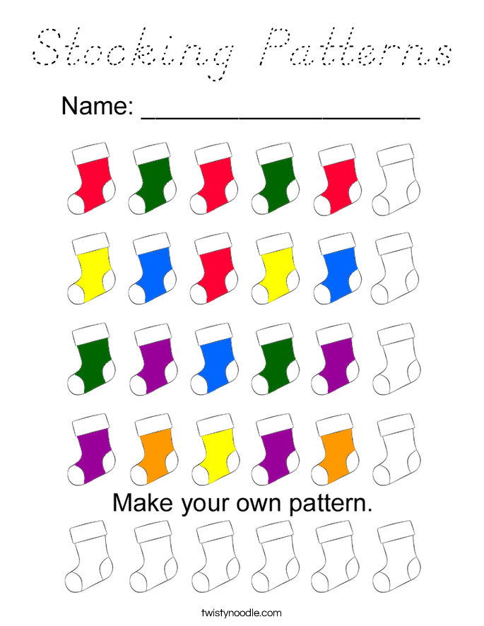Stocking Patterns Coloring Page