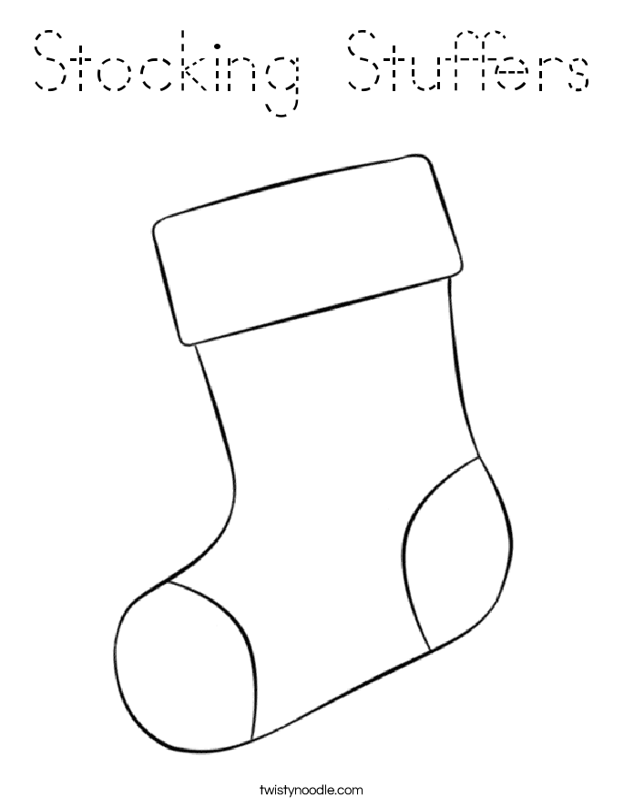 Stocking Stuffers Coloring Page - Tracing - Twisty Noodle