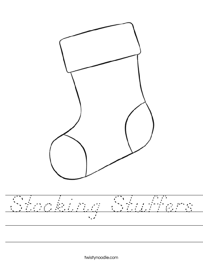 Stocking Stuffers Worksheet - D'Nealian - Twisty Noodle