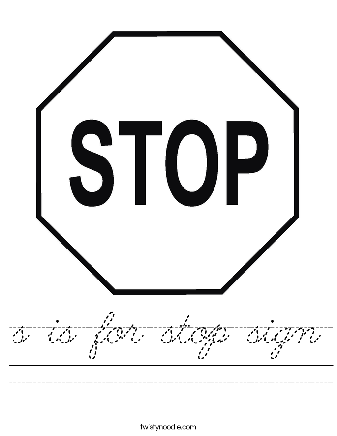 s is for stop sign Worksheet