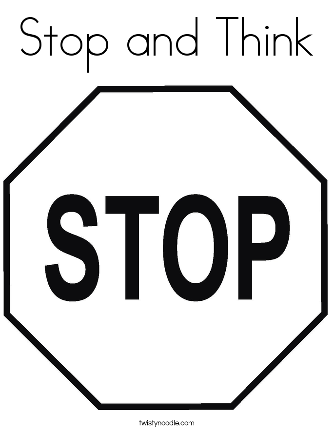 Stop and Think Coloring Page