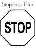 Stop and Think Coloring Page