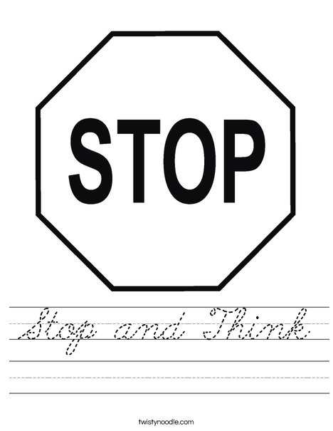 Stop Sign Worksheet