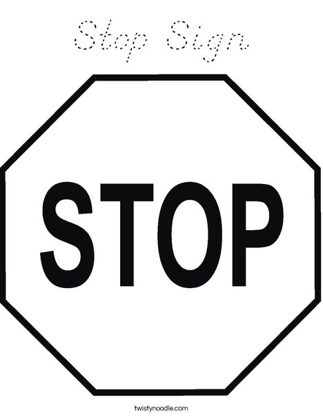 Stop Sign Coloring Page - D'Nealian - Twisty Noodle