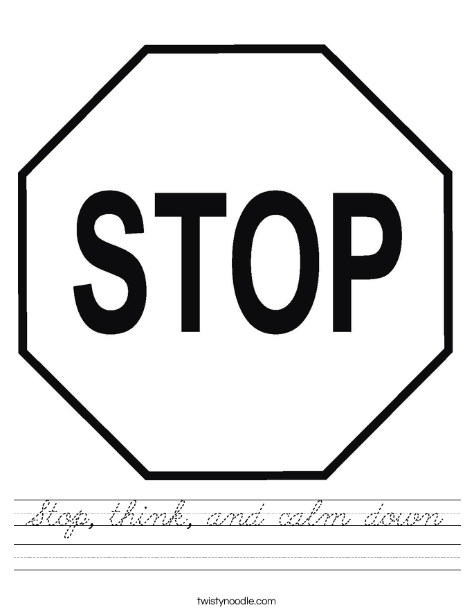 Stop, think, and calm down Worksheet