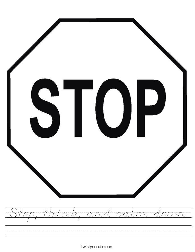 Stop, think, and calm down Worksheet