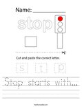 Stop starts with... Worksheet