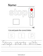 Stop starts with Handwriting Sheet